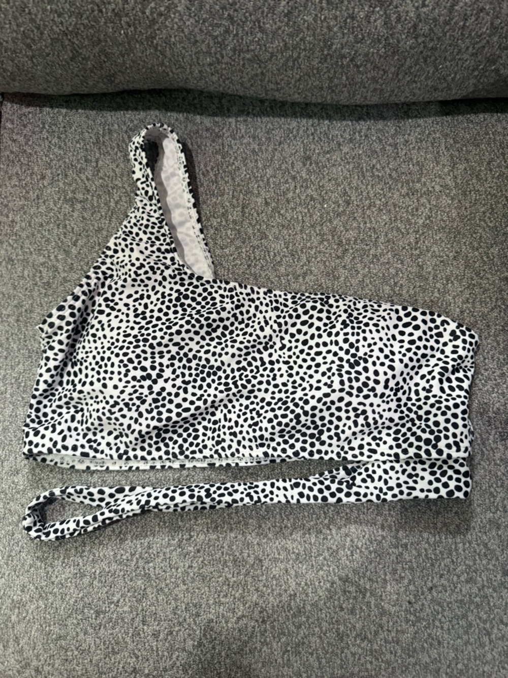 One-Shoulder Black & White Dotted Bikini Top Size Large